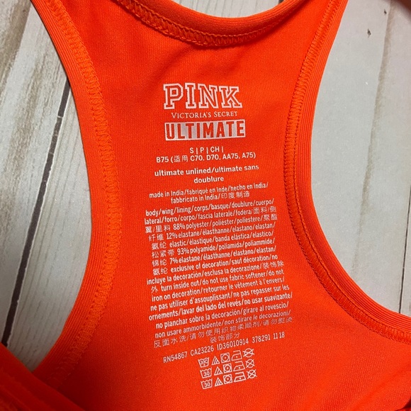 Victoria’s Secret Pink Sports Bra Neon Orange S - Picture 6 of 8